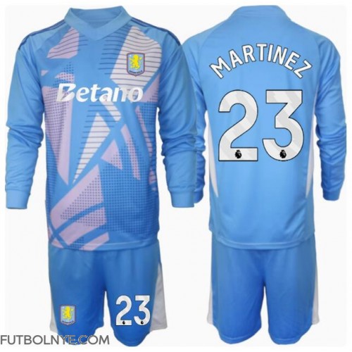 Camiseta Aston Villa Emiliano Martinez #23 Portero Tercera Equipación para niños 2024-25 manga larga (+ pantalones cortos)